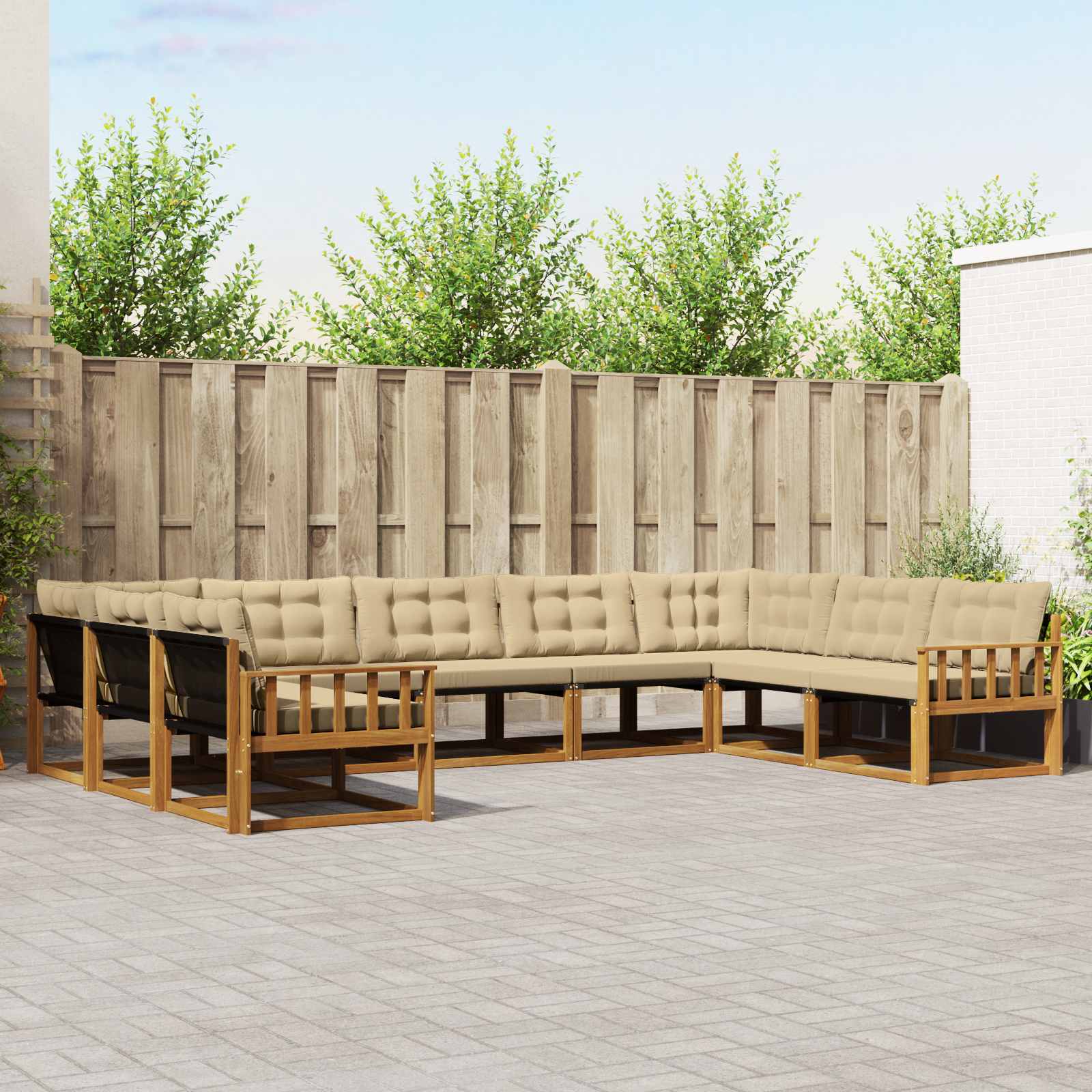 vidaXL Zestaw sof na zewnątrz z poduszką 9 pcs Naturalny i Beżowy