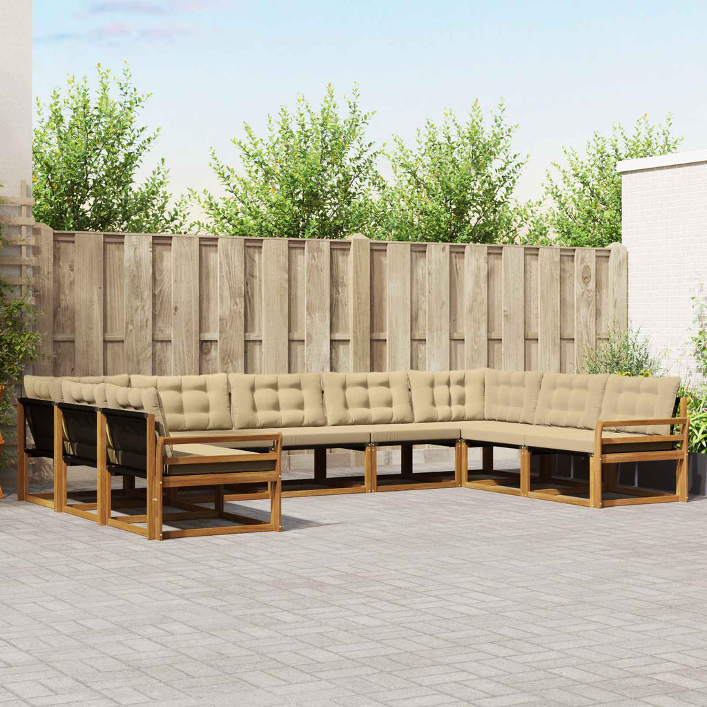 vidaXL Zestaw sof na zewnątrz z poduszką 9 pcs Naturalny i Beżowy