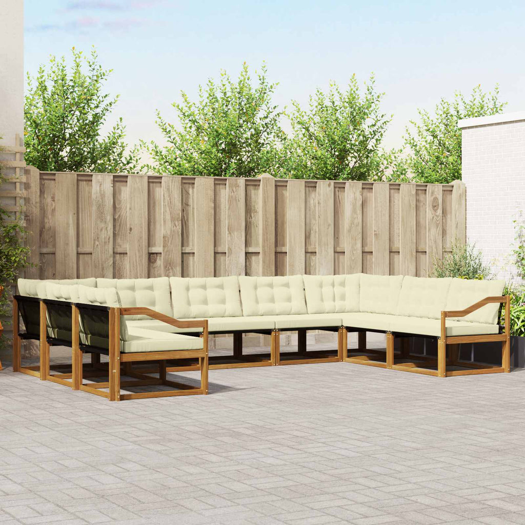 vidaXL Zestaw sof na zewnątrz z poduszką 9 pcs Naturalny i Kremowy