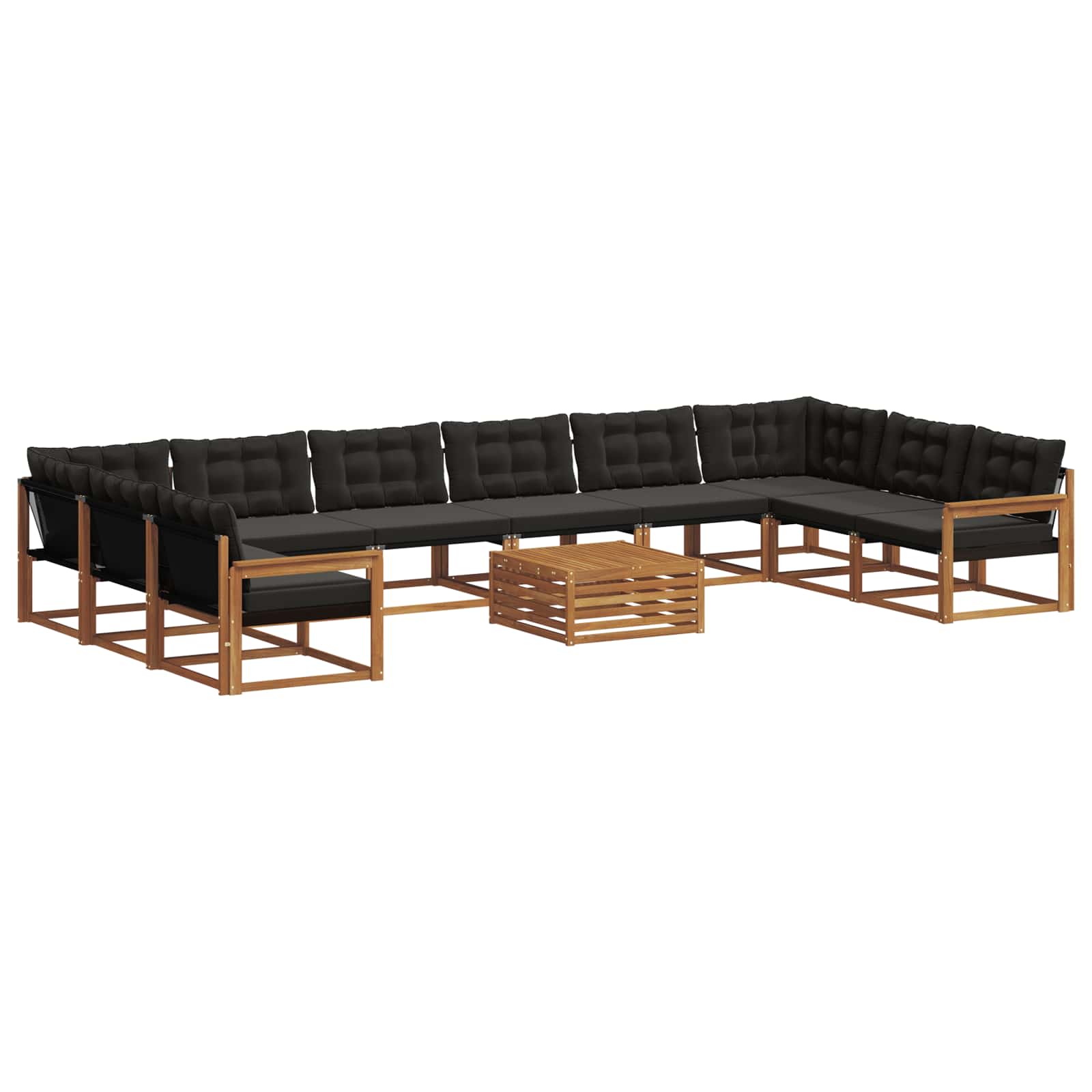 vidaXL Zestaw sof na zewnątrz z poduszką 11 pcs Naturalny i czarny