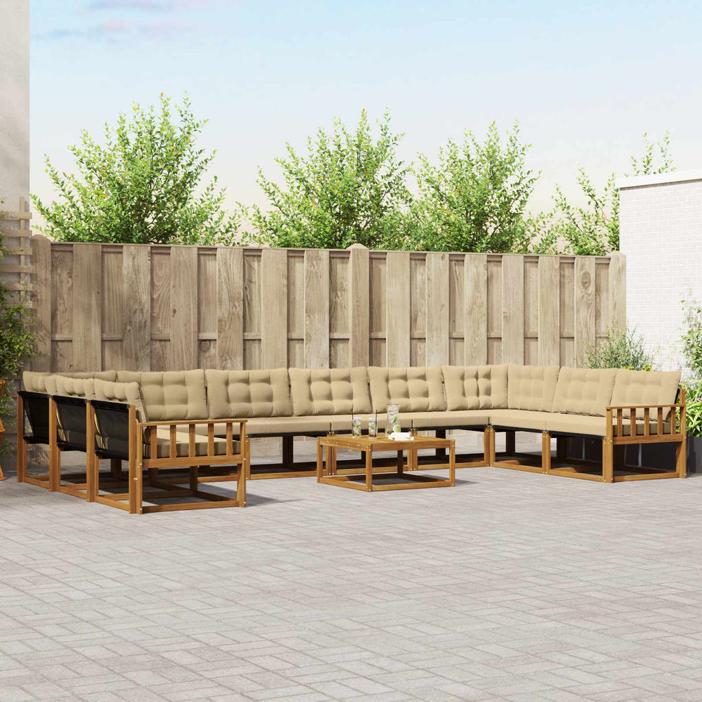 vidaXL Zestaw sof na zewnątrz z poduszką 11 pcs Naturalny i Beżowy