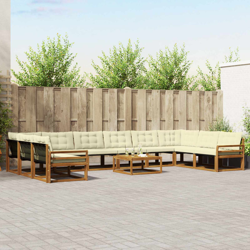 vidaXL Zestaw sof na zewnątrz z poduszką 11 pcs Naturalny i Kremowy