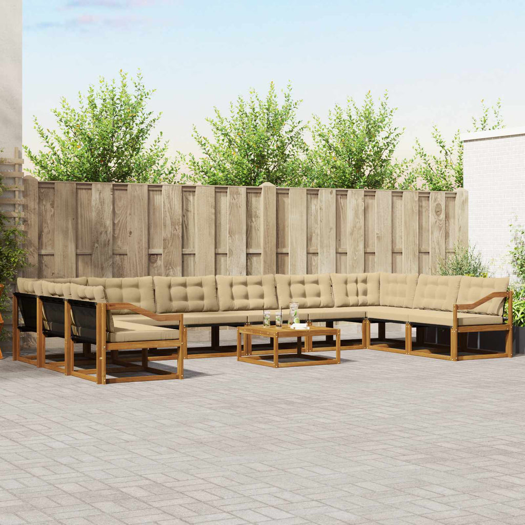 vidaXL Zestaw sof na zewnątrz z poduszką 11 pcs Naturalny i Beżowy