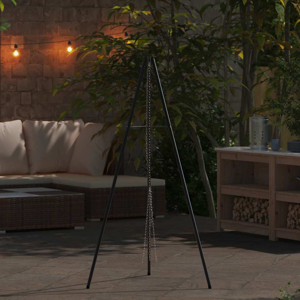 vidaXL Tripod na ognisko Czarny 92 x 92 x 151,5 cm Stal