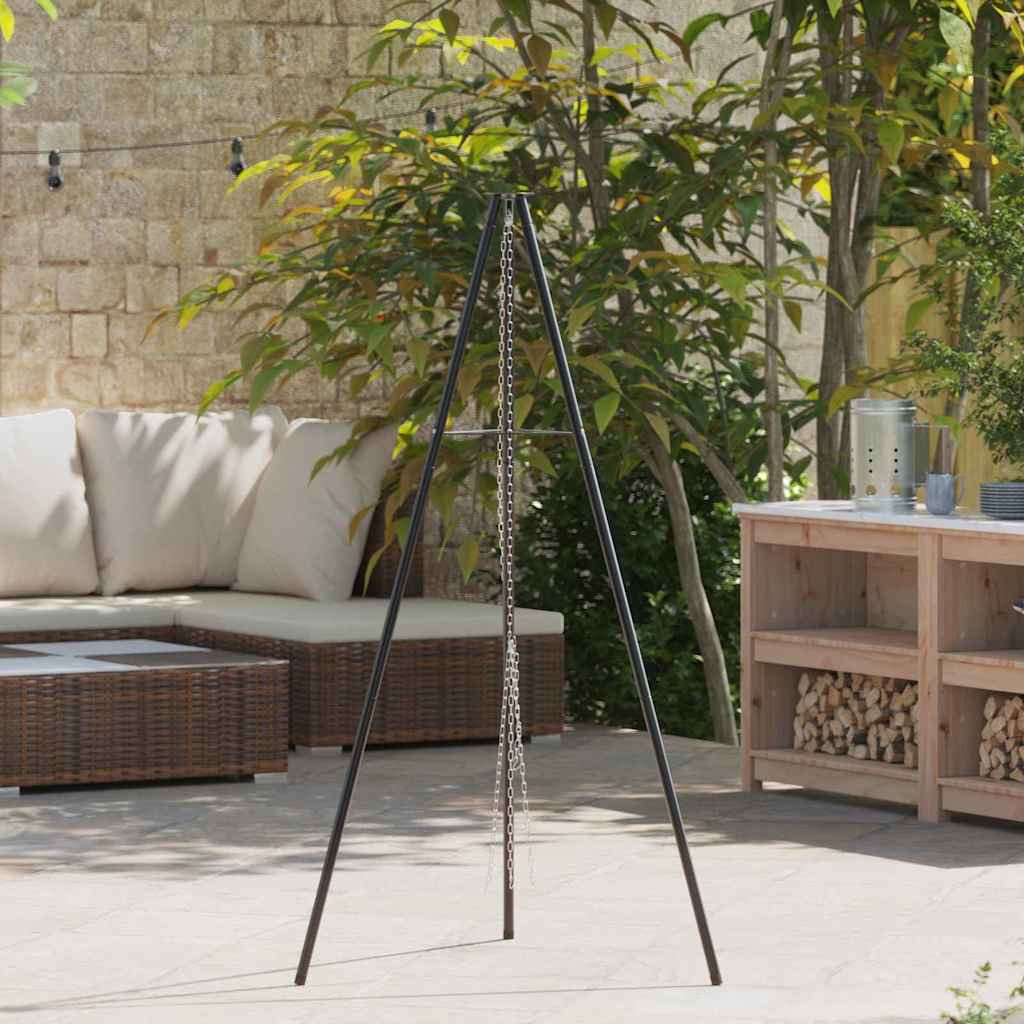 vidaXL Tripod na ognisko Czarny 92 x 92 x 151,5 cm Stal