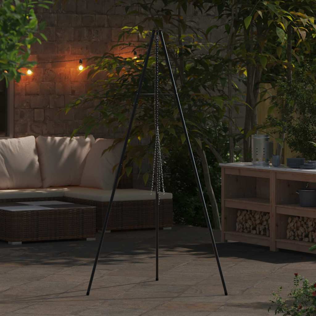 vidaXL Tripod na ognisko Czarny 92 x 92 x 191,5 cm Stal