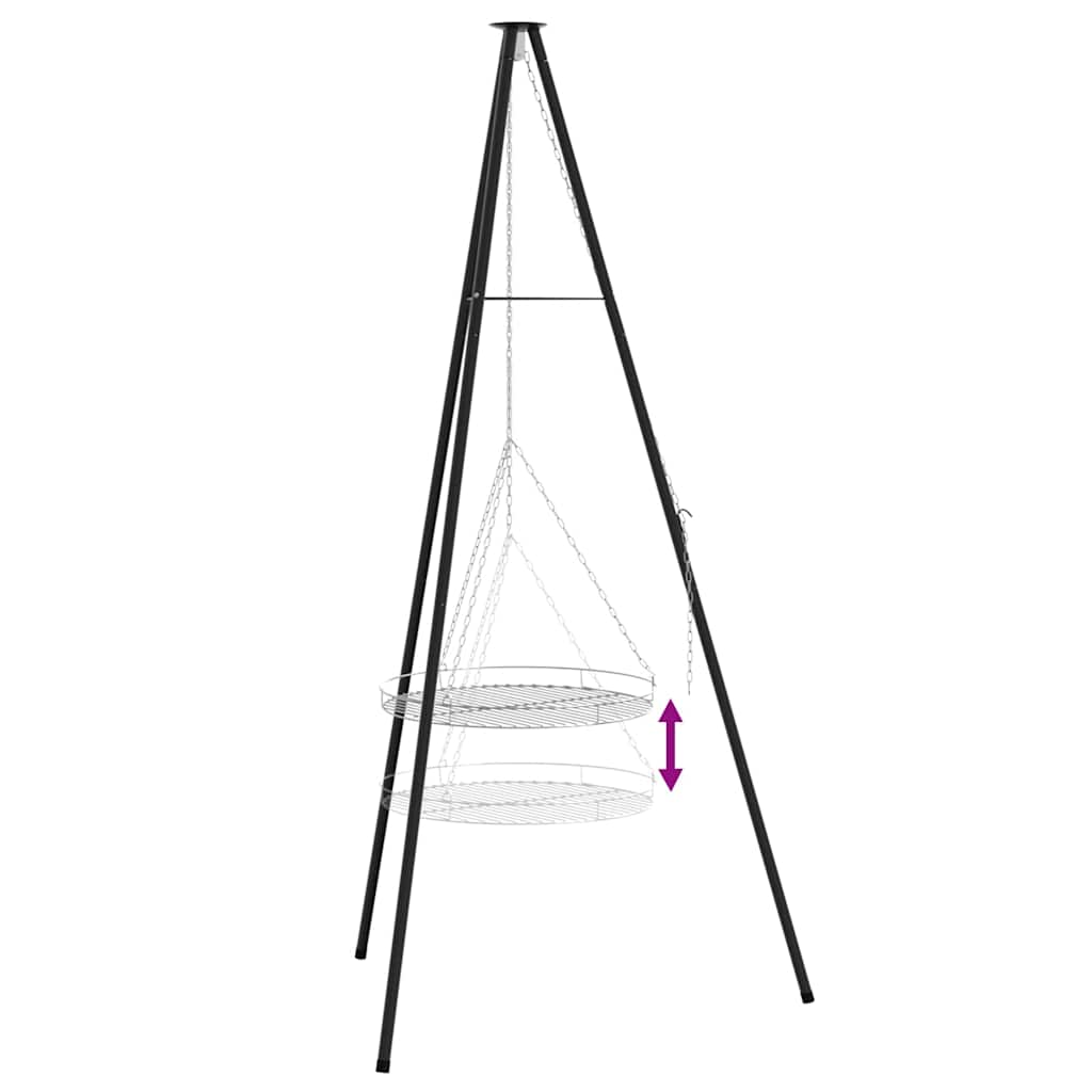 vidaXL Tripod na ognisko 2 pcs Czarny Stal