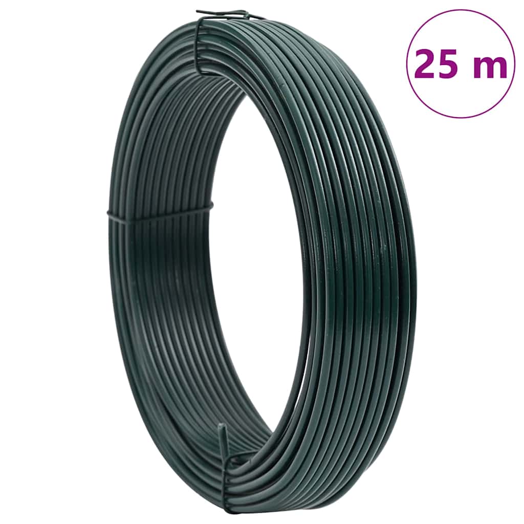 vidaXL Drut do wiązania ogrodzeń Zielony 25 m PVC