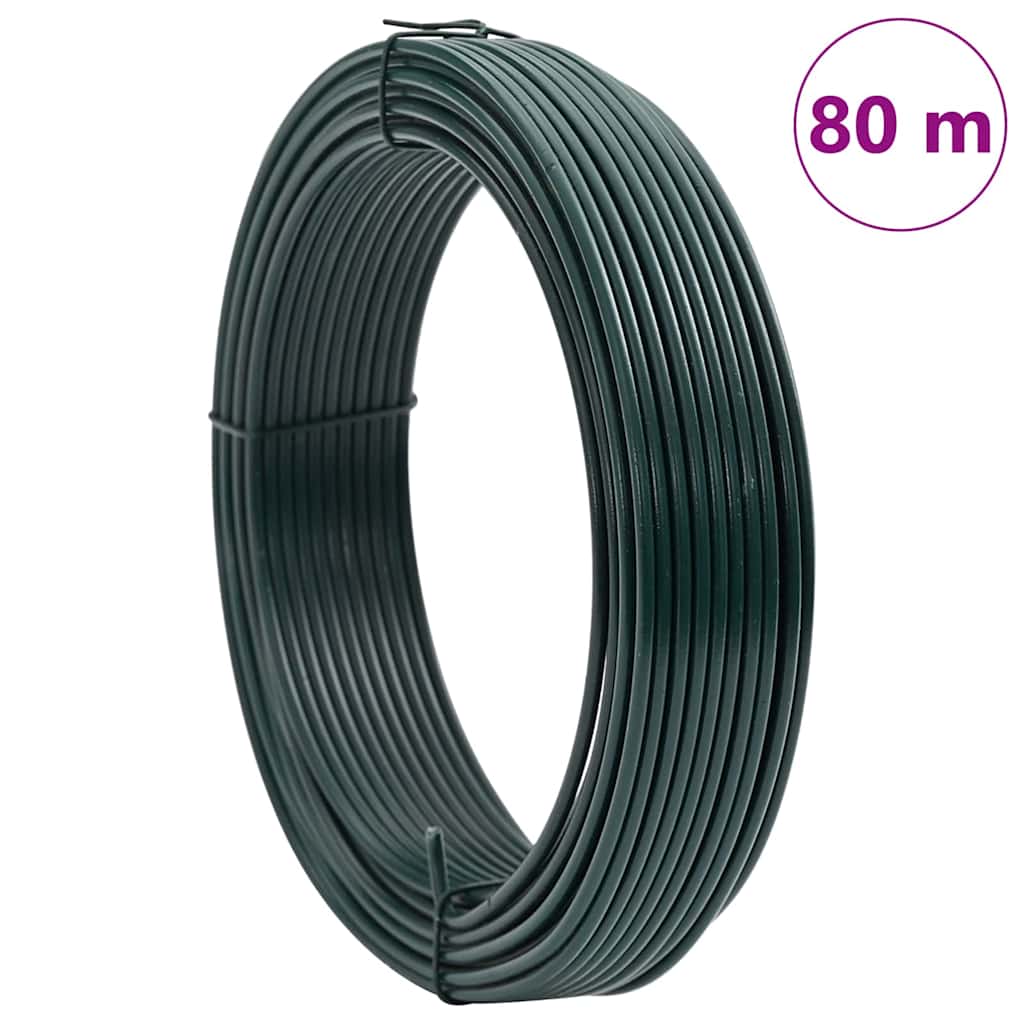 vidaXL Drut do wiązania ogrodzeń Zielony 80 m PVC
