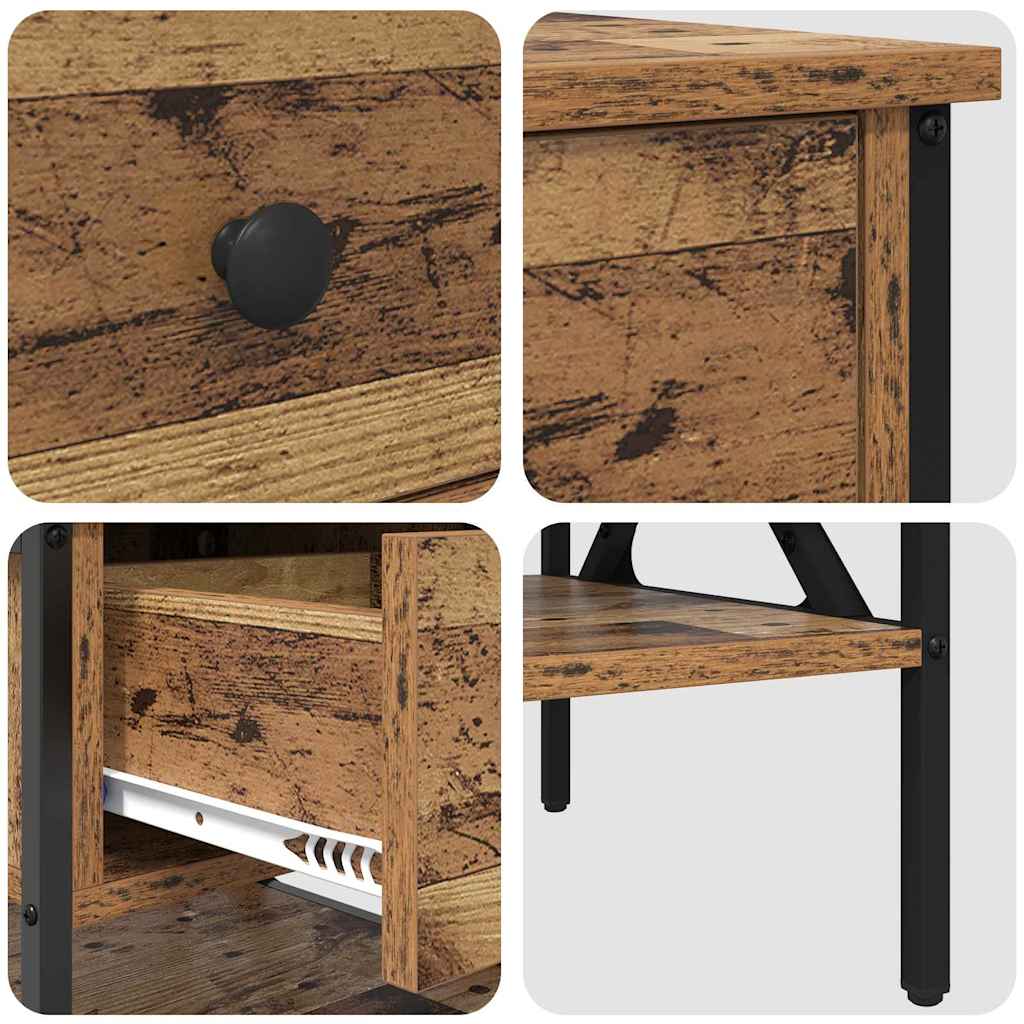 vidaXL Szafka Nocna z szufladą 2 pcs Stare drewno 40 x 42 x 45 cm