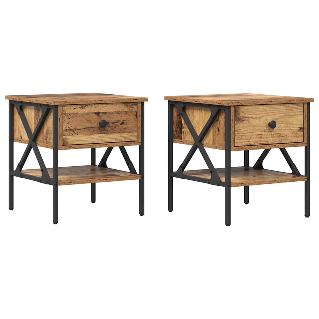 vidaXL Szafka Nocna z szufladą 2 pcs Stare drewno 40 x 42 x 45 cm