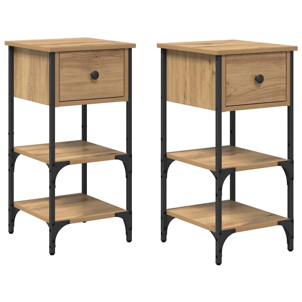 vidaXL Szafka Nocna z szufladą 2 pcs Brązowy 33.5 x 36 x 70 cm