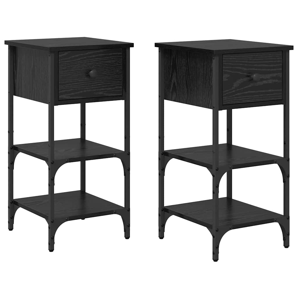 vidaXL Szafka Nocna z szufladą 2 pcs Czarny Dąb 33.5 x 36 x 70 cm