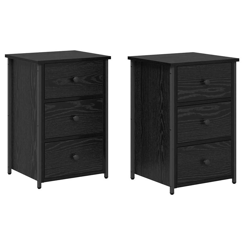 vidaXL Szafka Nocna z szufladą 2 pcs Czarny Dąb 40 x 36 x 60 cm