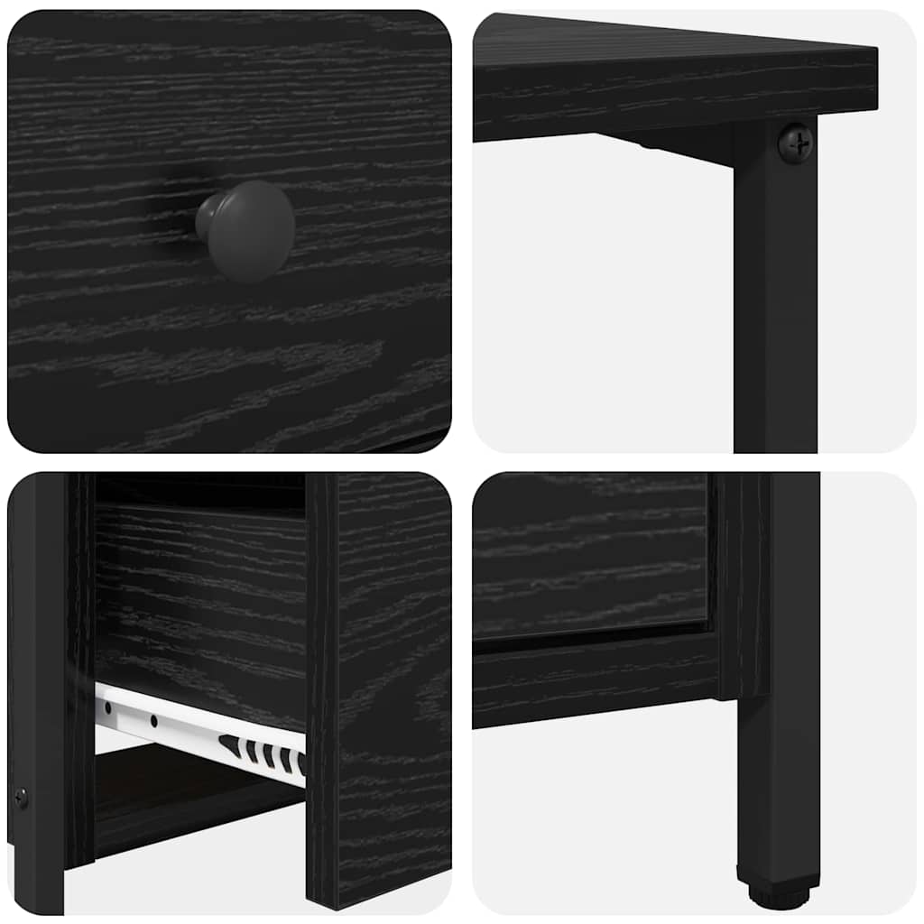 vidaXL Szafka Nocna z szufladą 2 pcs Czarny dąb 30 x 60 x 60 cm