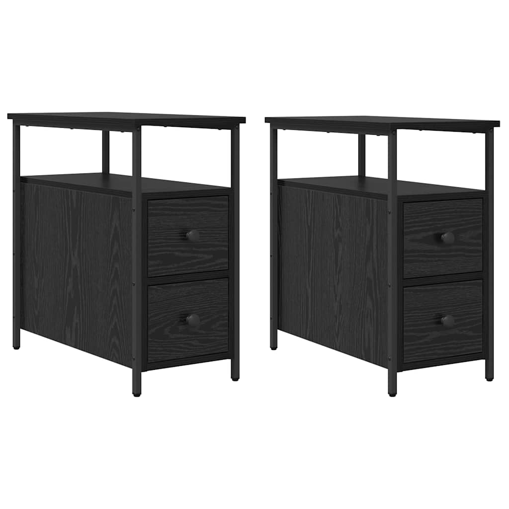 vidaXL Szafka Nocna z szufladą 2 pcs Czarny dąb 30 x 60 x 60 cm
