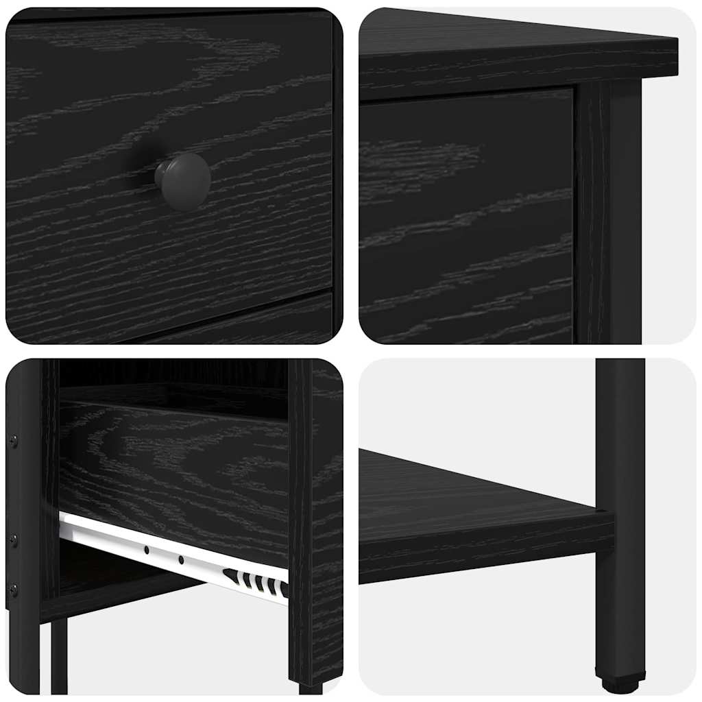 vidaXL Szafka Nocna z szufladą 2 pcs Czarny dąb 32 x 42 x 70 cm