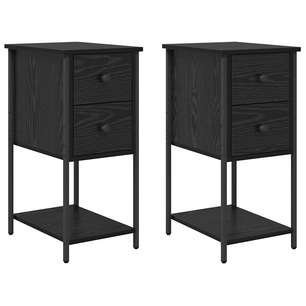 vidaXL Szafka Nocna z szufladą 2 pcs Czarny dąb 32 x 42 x 70 cm