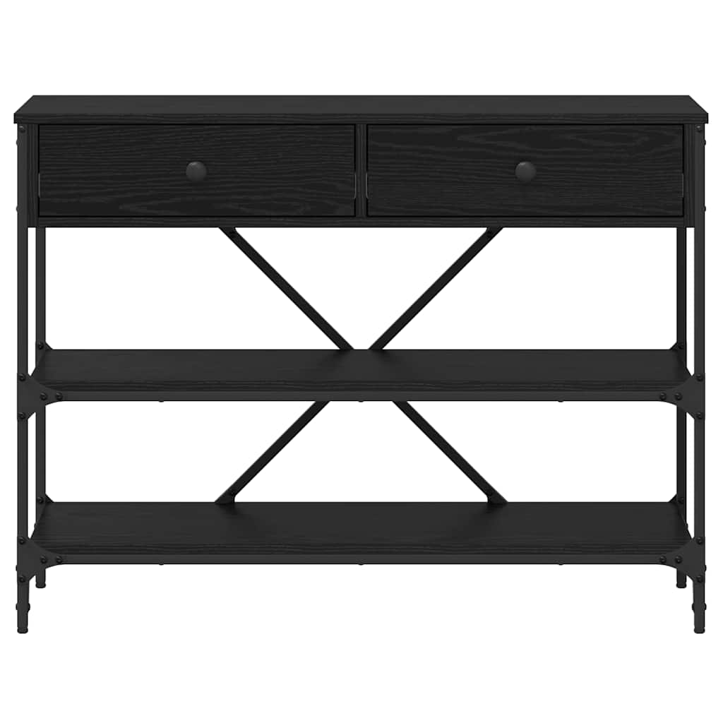 vidaXL Konsola z szufladą z półką Czarny Dąb 100 x 34,5 x 75 cm drewno