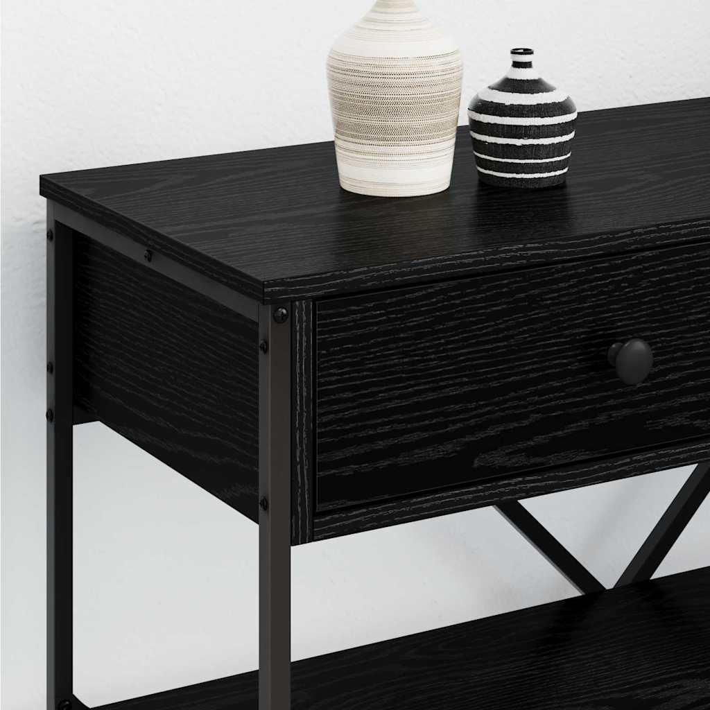 vidaXL Konsola z szufladą z półką Czarny Dąb 75 x 34,5 x 75 cm drewno