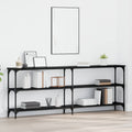 vidaXL Konsola Czarny dąb 200 x 29 x 75 cm Drewno inżynieryjne i metal