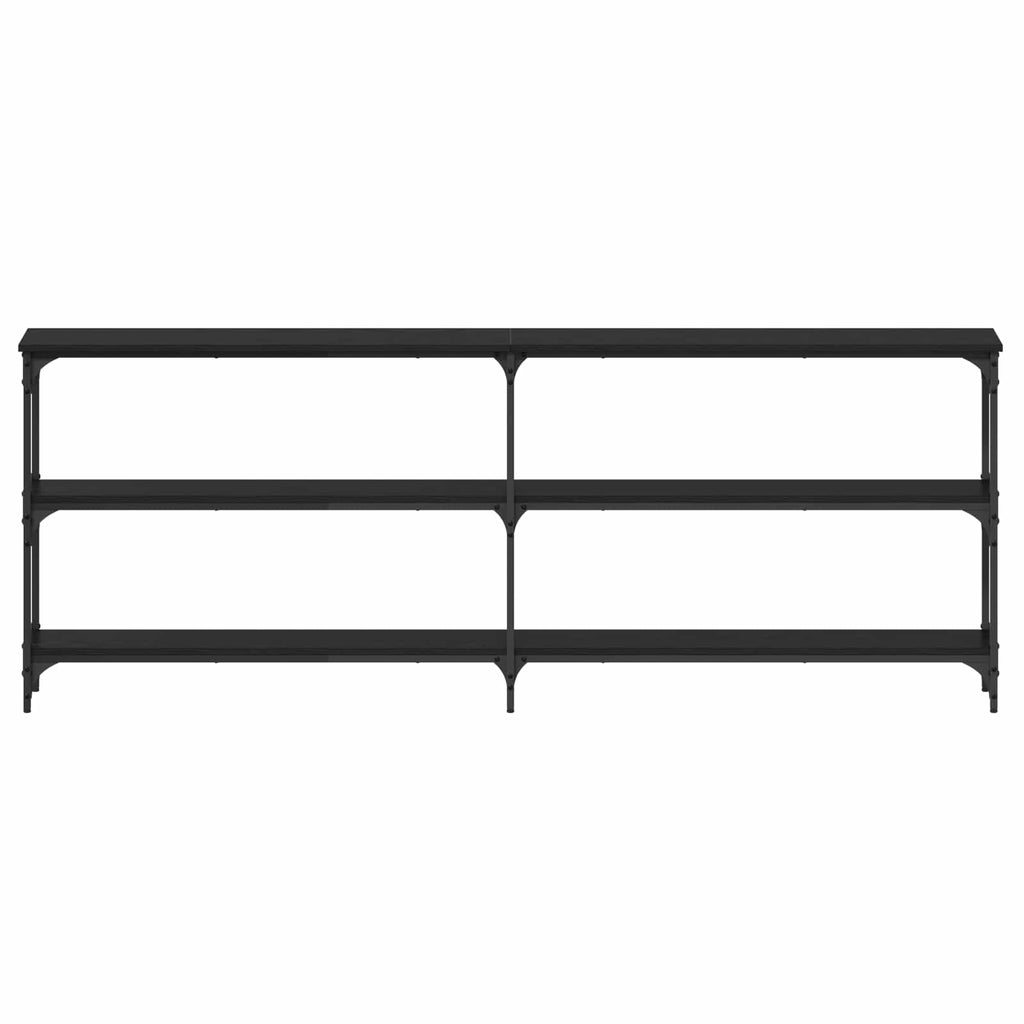 vidaXL Konsola Czarny dąb 200 x 29 x 75 cm Drewno inżynieryjne i metal
