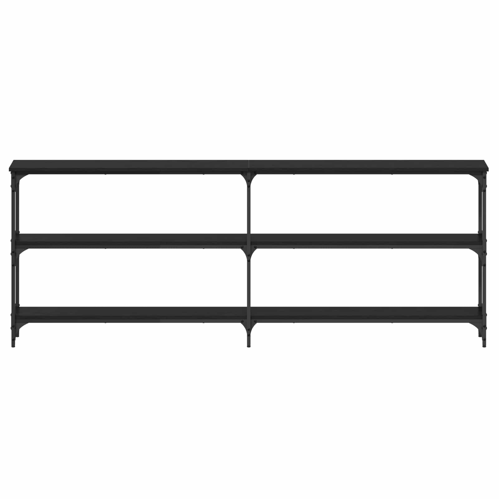 vidaXL Konsola Czarny dąb 200 x 29 x 75 cm Drewno inżynieryjne i metal