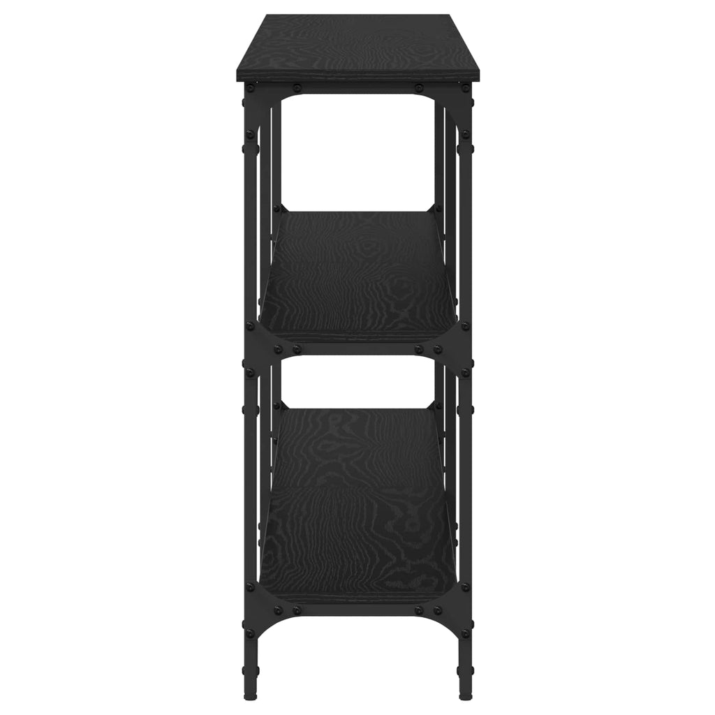 vidaXL Konsola Czarny dąb 200 x 29 x 75 cm Drewno inżynieryjne i metal