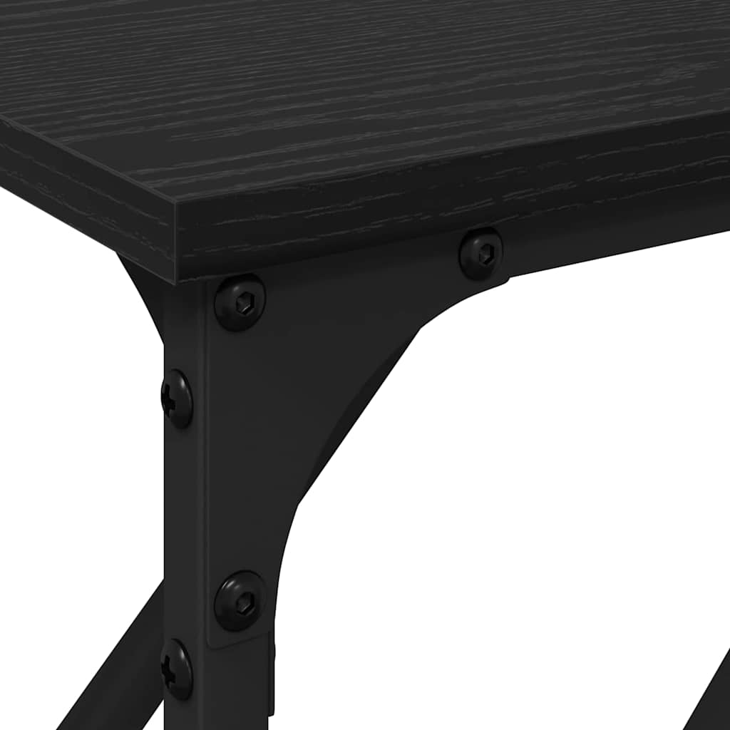 vidaXL Konsola Czarny dąb 180 x 23 x 75 cm Drewno inżynieryjne i metal