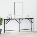 vidaXL Konsola Czarny dąb 180 x 23 x 75 cm Drewno inżynieryjne i metal