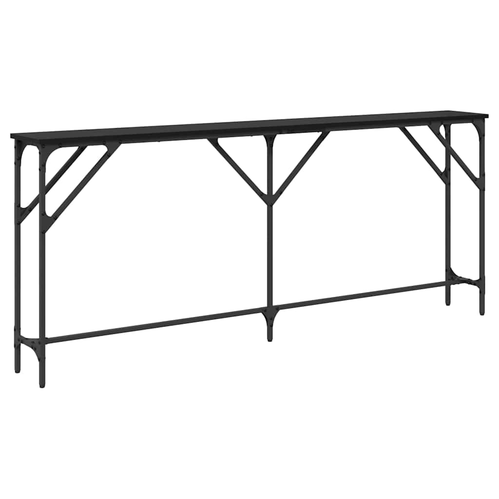 vidaXL Konsola Czarny dąb 180 x 23 x 75 cm Drewno inżynieryjne i metal