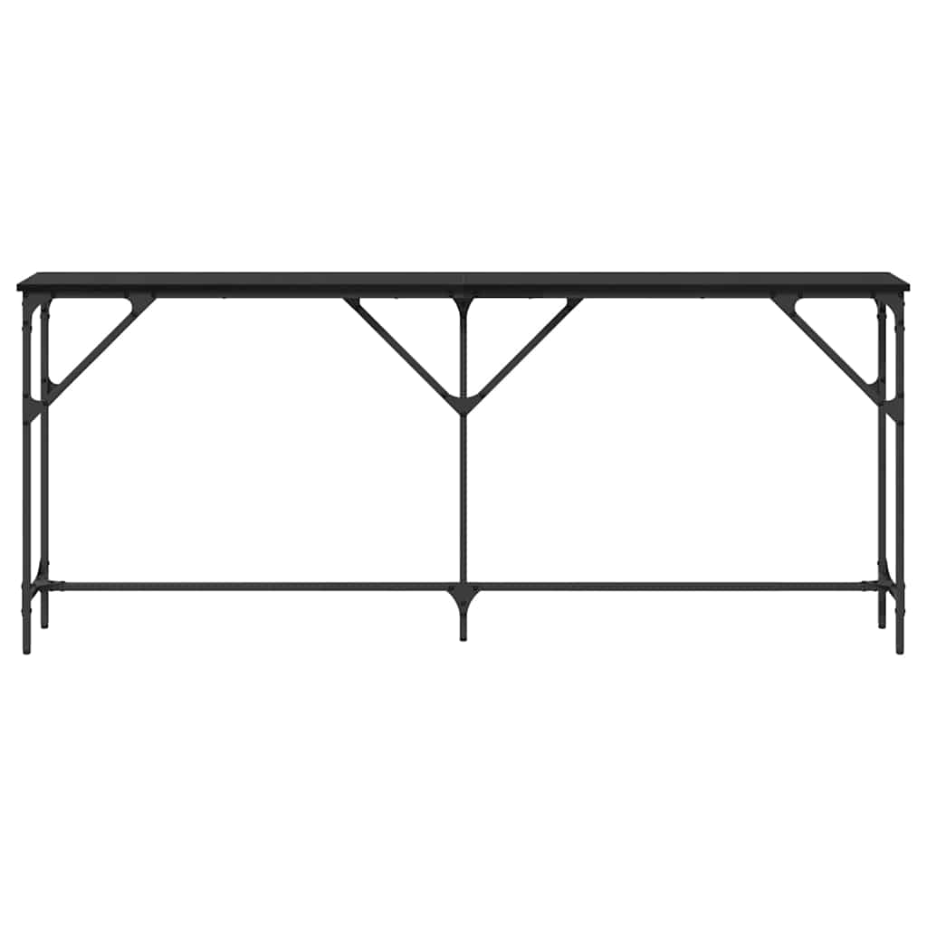 vidaXL Konsola Czarny dąb 180 x 23 x 75 cm Drewno inżynieryjne i metal