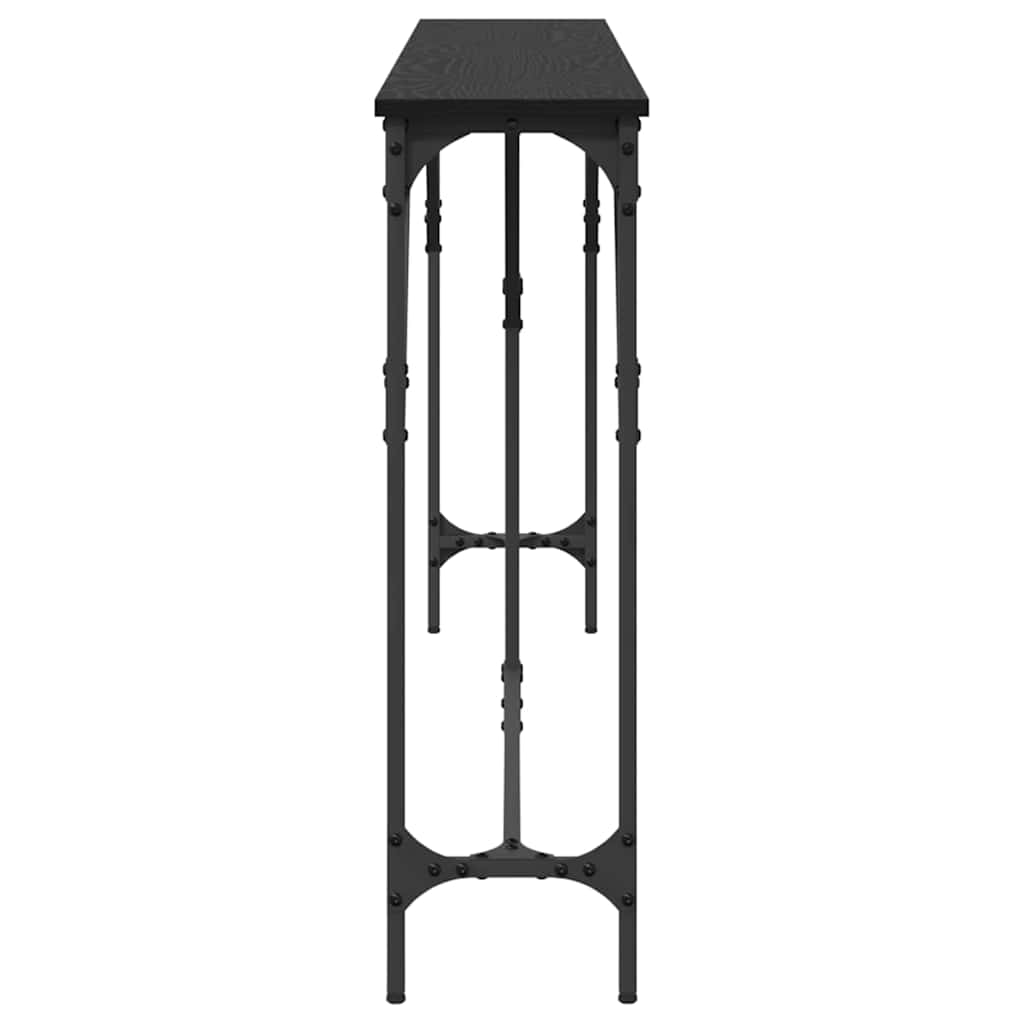 vidaXL Konsola Czarny dąb 180 x 23 x 75 cm Drewno inżynieryjne i metal