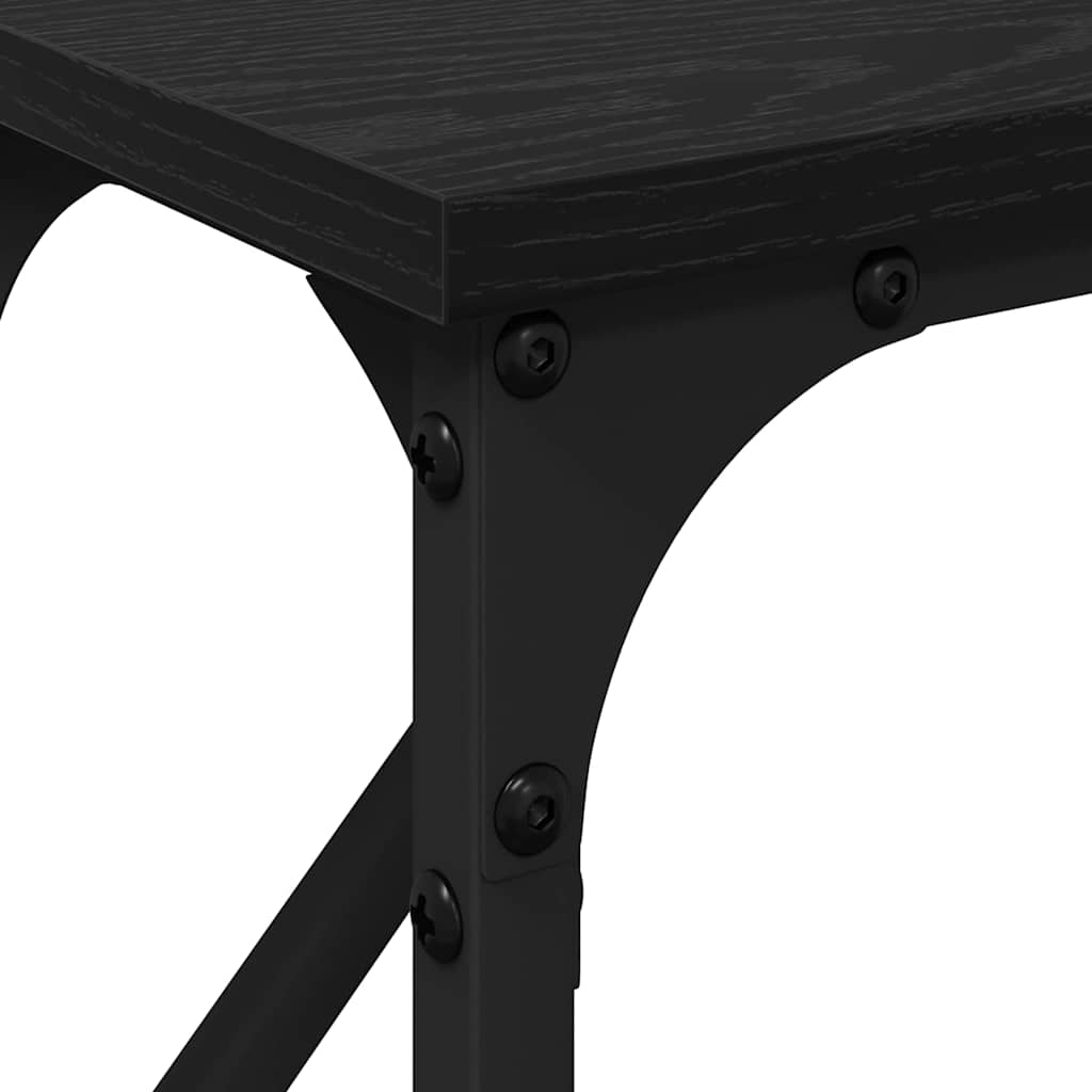 vidaXL Konsola Czarny dąb 140 x 23 x 75 cm Drewno inżynieryjne i metal