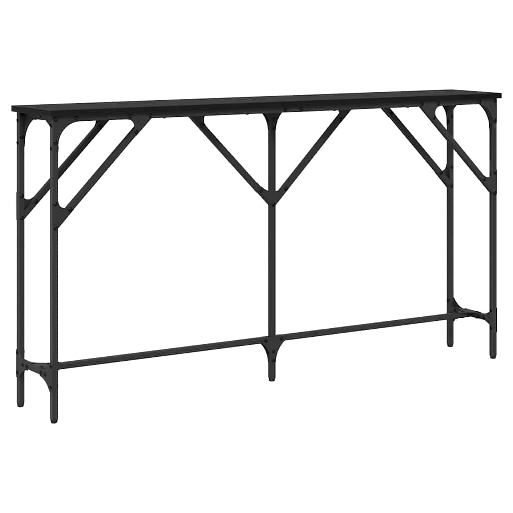 vidaXL Konsola Czarny dąb 140 x 23 x 75 cm Drewno inżynieryjne i metal