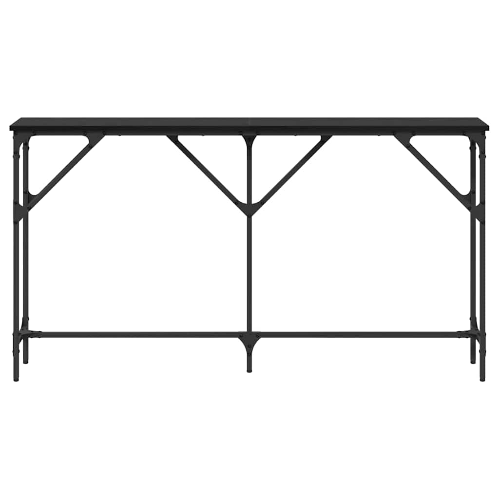 vidaXL Konsola Czarny dąb 140 x 23 x 75 cm Drewno inżynieryjne i metal