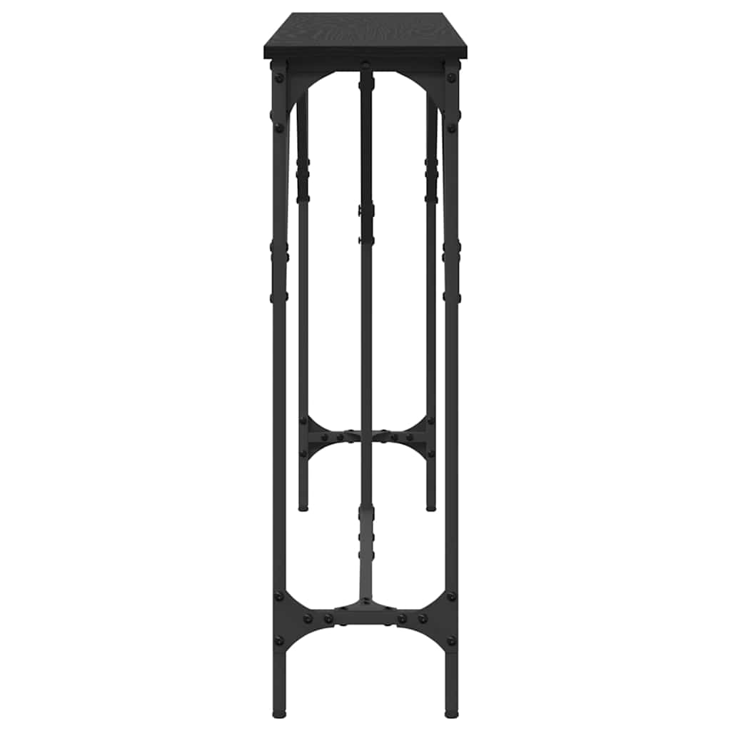 vidaXL Konsola Czarny dąb 140 x 23 x 75 cm Drewno inżynieryjne i metal
