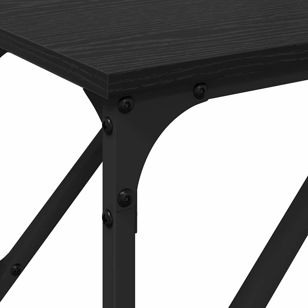 vidaXL Konsola Czarny dąb 200 x 29 x 75 cm Drewno inżynieryjne i metal