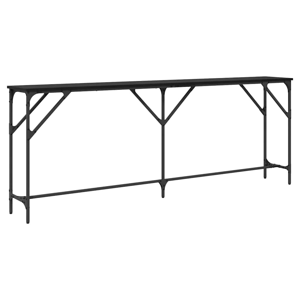 vidaXL Konsola Czarny dąb 200 x 29 x 75 cm Drewno inżynieryjne i metal