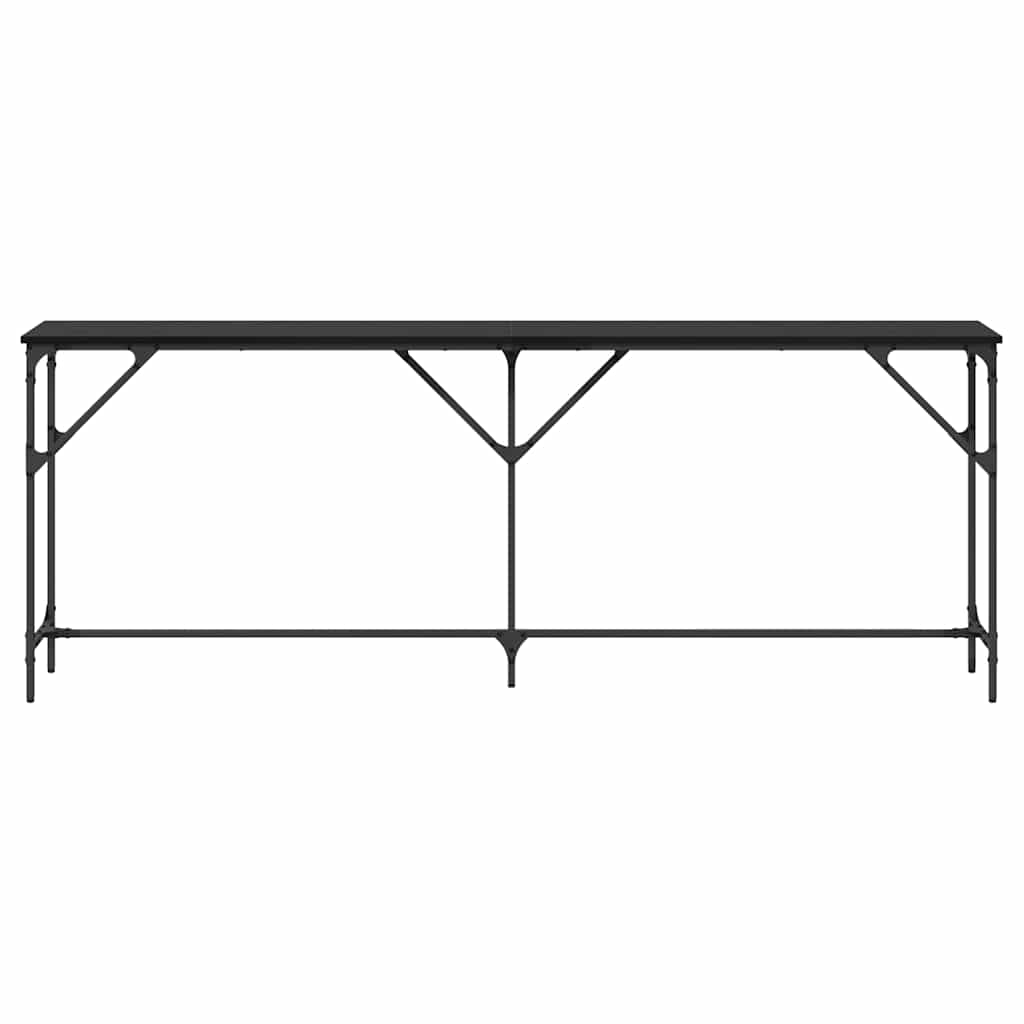 vidaXL Konsola Czarny dąb 200 x 29 x 75 cm Drewno inżynieryjne i metal