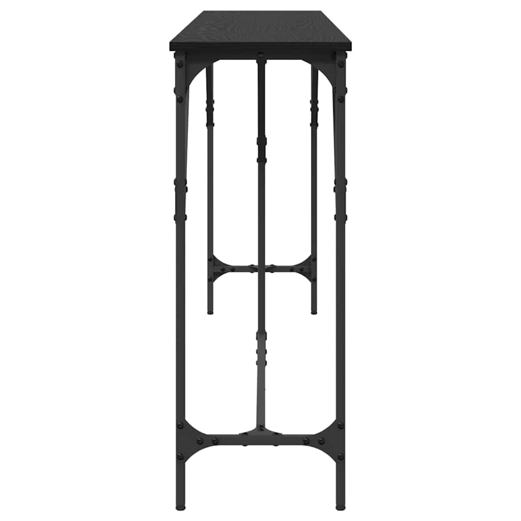 vidaXL Konsola Czarny dąb 200 x 29 x 75 cm Drewno inżynieryjne i metal