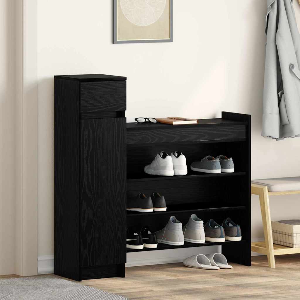 vidaXL Szafka na buty z szufladą Czarny Dąb 100,5 x 28 x 100 cm