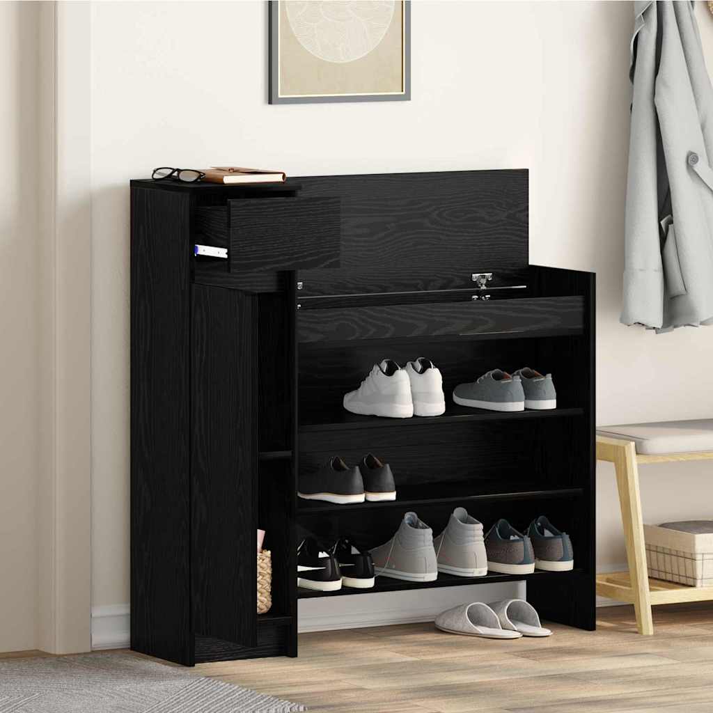 vidaXL Szafka na buty z szufladą Czarny Dąb 100,5 x 28 x 100 cm