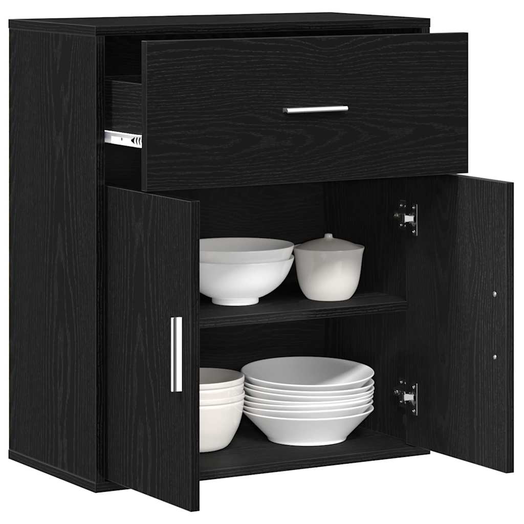 vidaXL Bufet Czarny Dąb 60 x 31 x 70 cm Materiał drewnopochodny
