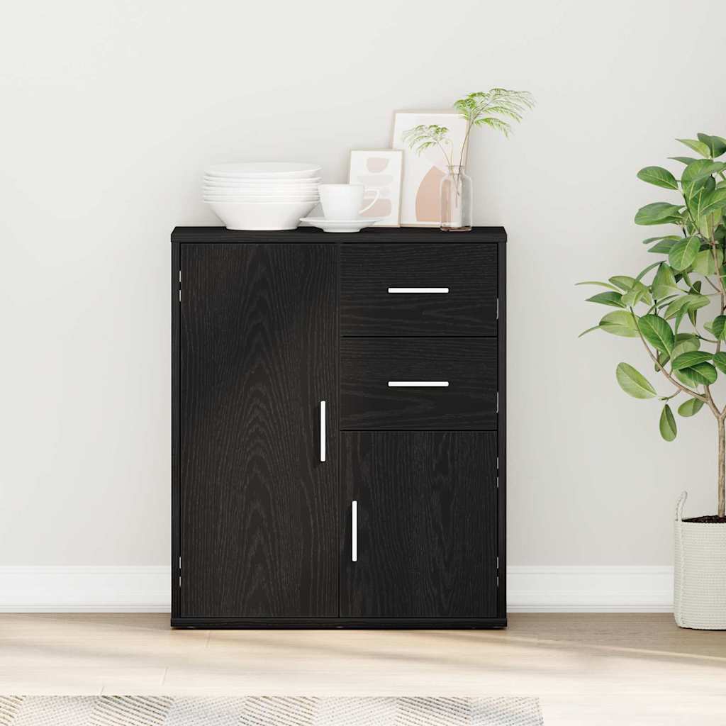 vidaXL Bufet Czarny Dąb 60 x 31 x 70 cm Materiał drewnopochodny