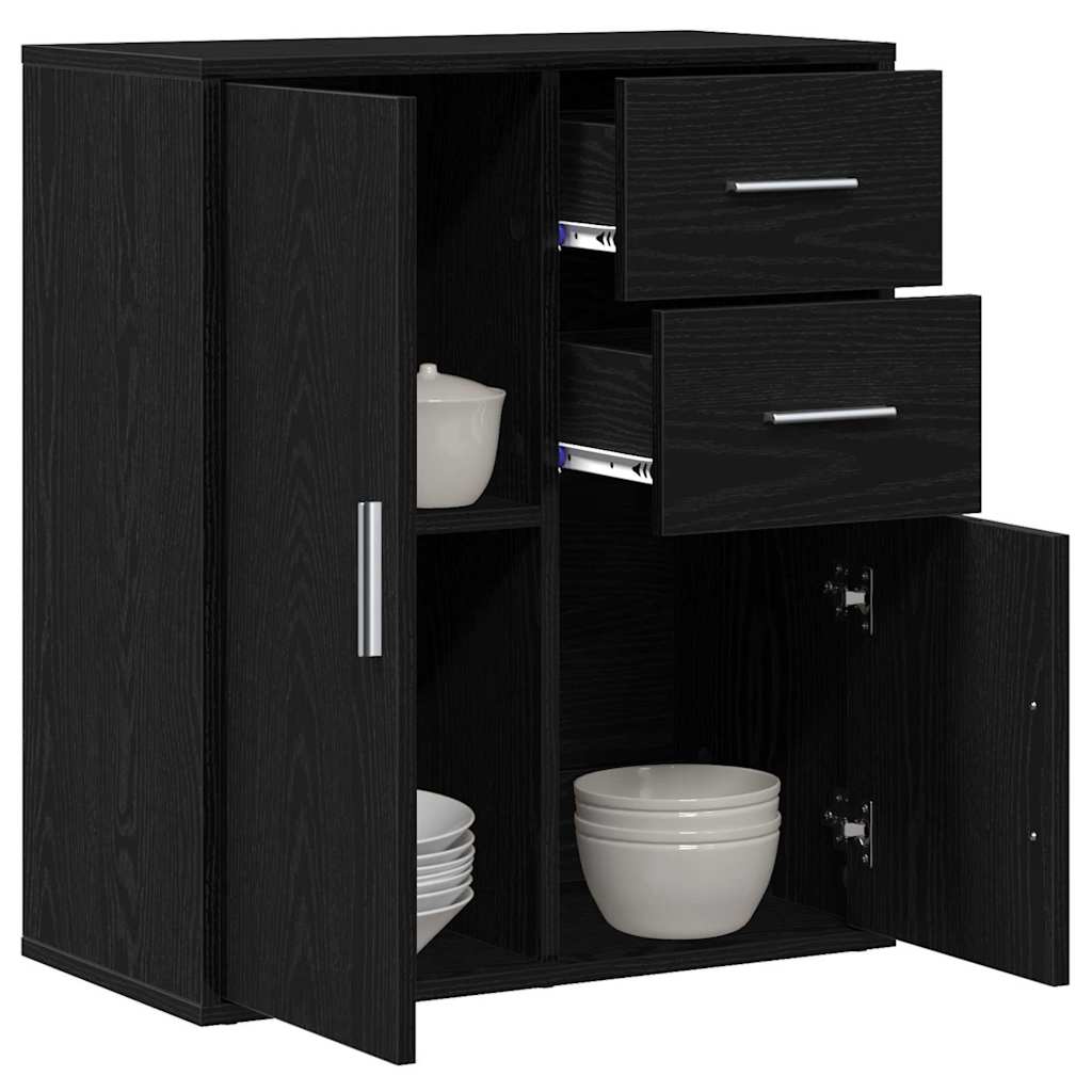 vidaXL Bufet Czarny Dąb 60 x 31 x 70 cm Materiał drewnopochodny