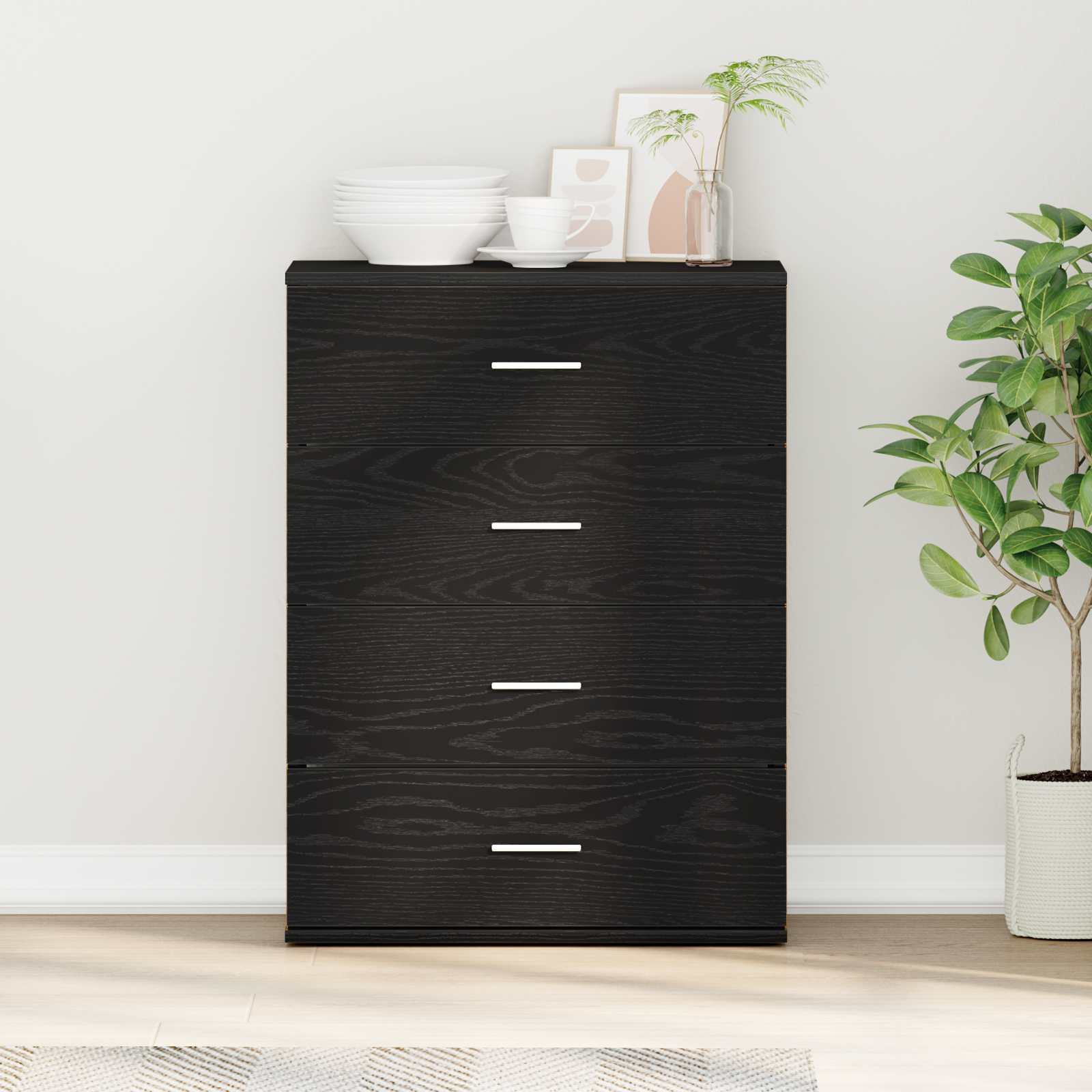 vidaXL Bufet Czarny Dąb 60 x 39 x 80 cm Materiał drewnopochodny