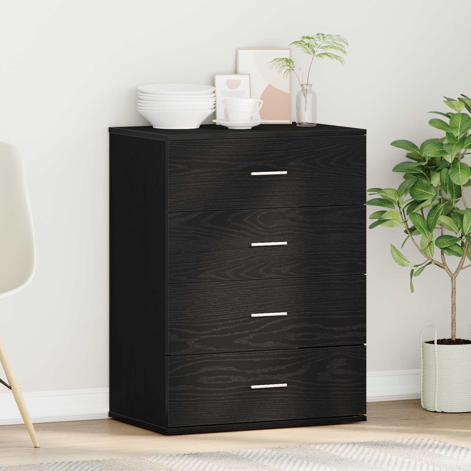 vidaXL Bufet Czarny Dąb 60 x 39 x 80 cm Materiał drewnopochodny