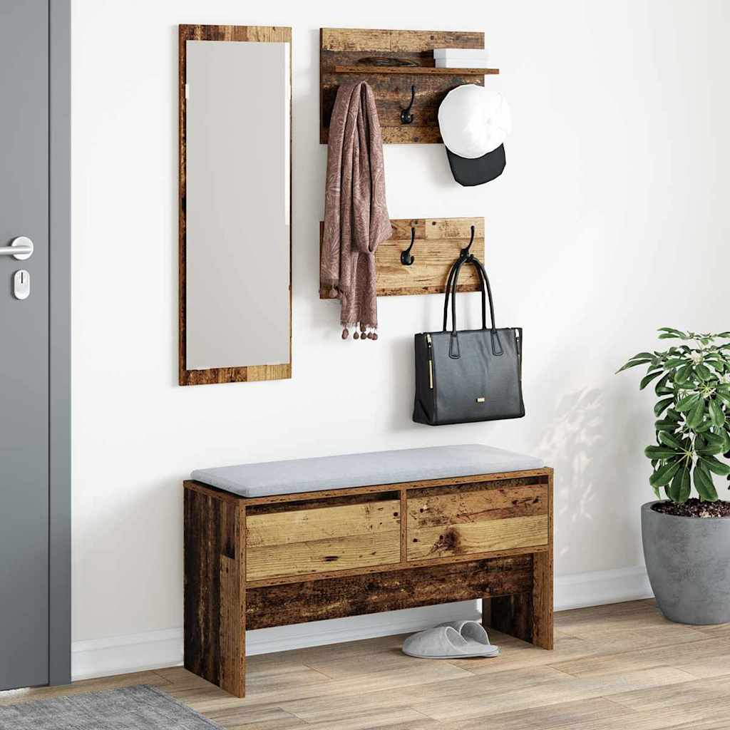 vidaXL Zestaw mebli do przedpokoju z szufladą 4 pcs Stare drewno