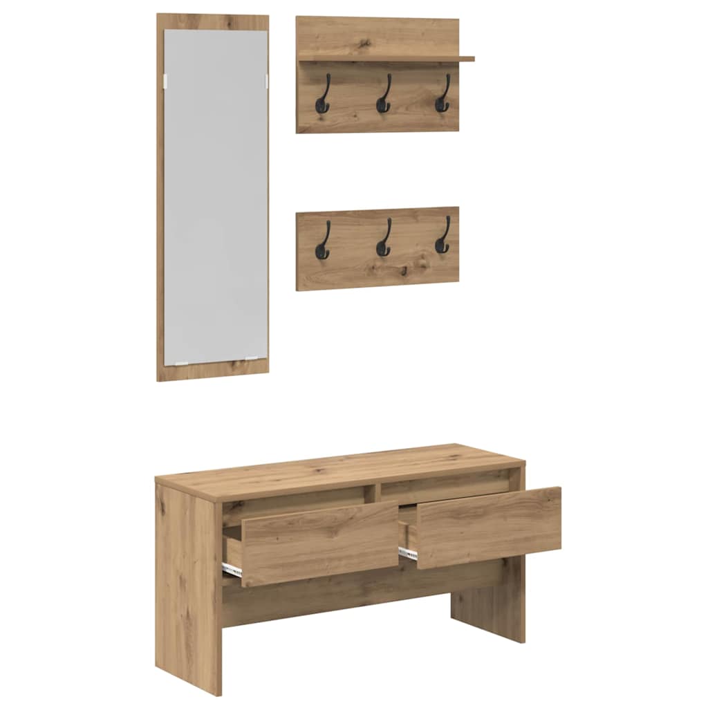 vidaXL Zestaw mebli do przedpokoju z szufladą 4 pcs Dąb rzemieślniczy